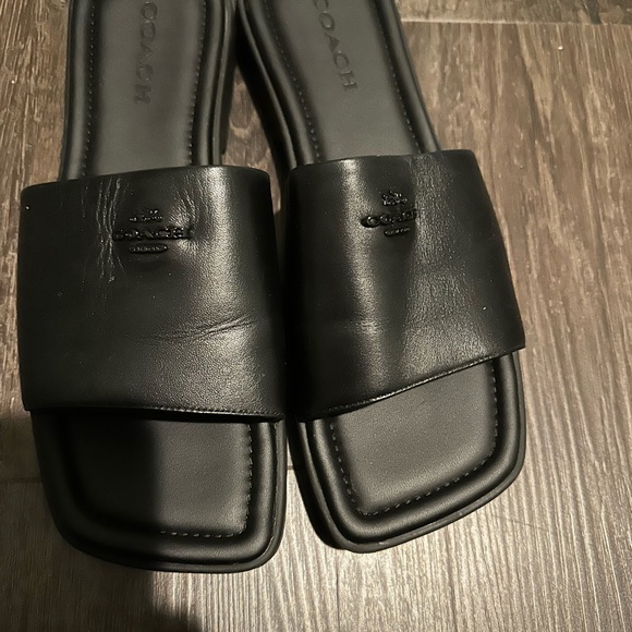 Coach Women Fiona Signature Coach Logo Leather Sandal Slide Sz 10 Women’s - Picture 1 of 12